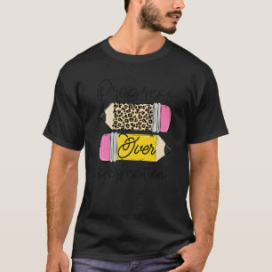 Camiseta Progreso Sobre La Perfección Lápiz Leopardo Motiva