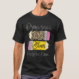Camiseta Progreso Sobre La Perfección Lápiz Leopardo Motiva