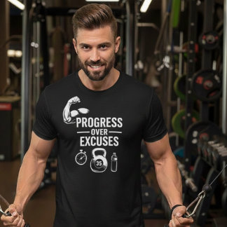 Camiseta Progress Over Excuses – Motivational T-Shirt