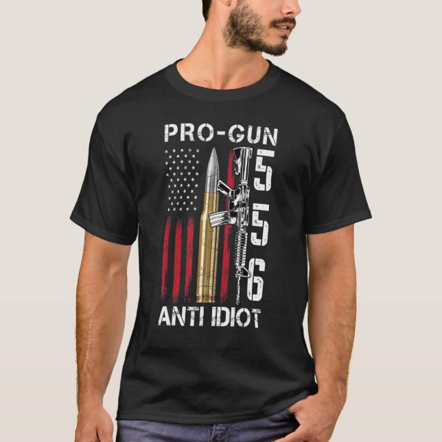 Camiseta ProGun Anti Idiot Gun Rights Pro 2A Bandera Estado (Anverso)