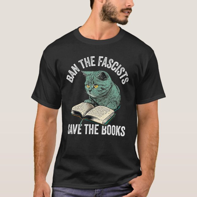Camiseta Prohibir A Los Fascistas Salven A Los Libros Libro (Anverso)