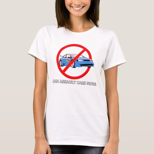 camiseta prohibir coches de asalto (Anverso)