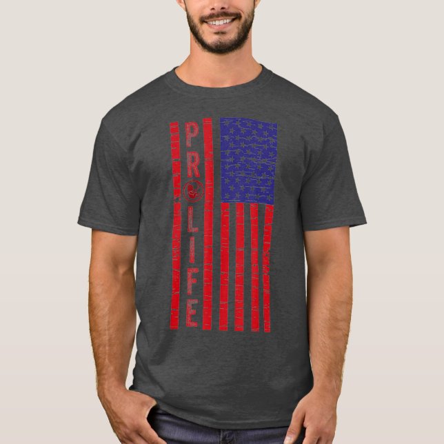 Camiseta ProLife Save Unborn Babies Lives American Flag (Anverso)