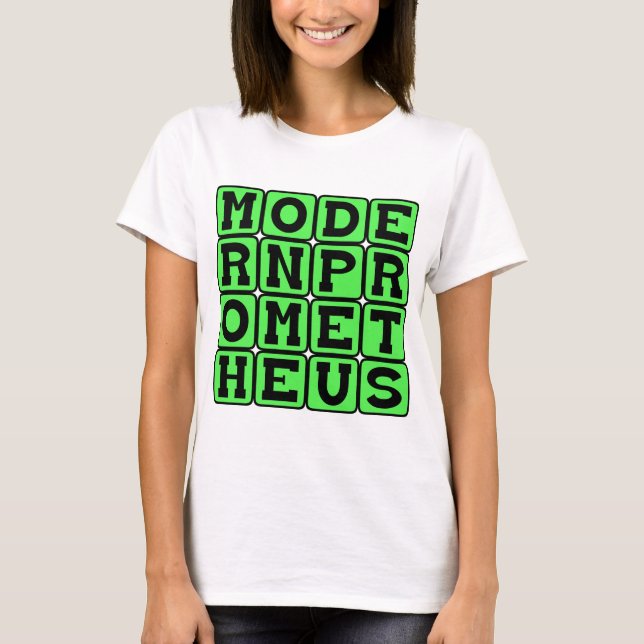 Camiseta Prometeo moderno, Frankenstein de Mary Shelley (Anverso)