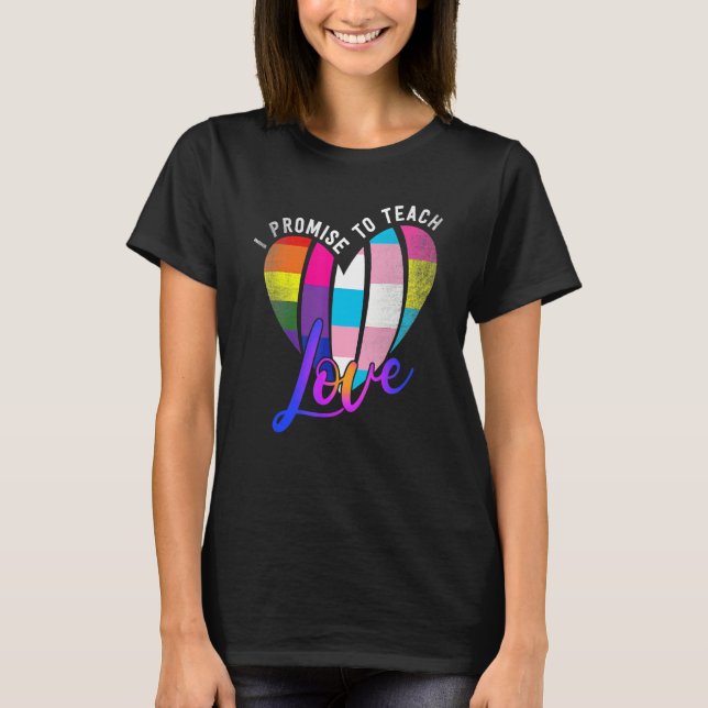 Camiseta Prometo Enseñar Amor Lgbt Q Orgullo Orgullo Ally T (Anverso)