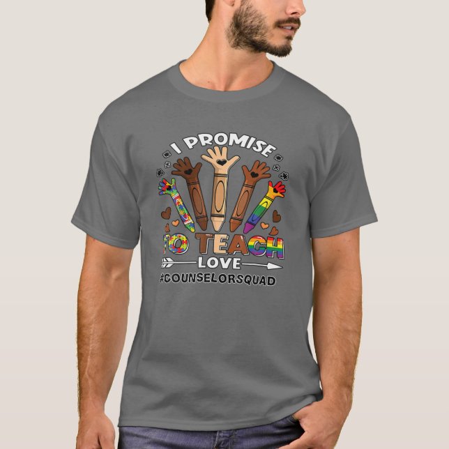 Camiseta Prometo Enseñar Aut De Crayon De Consejero De Amor (Anverso)