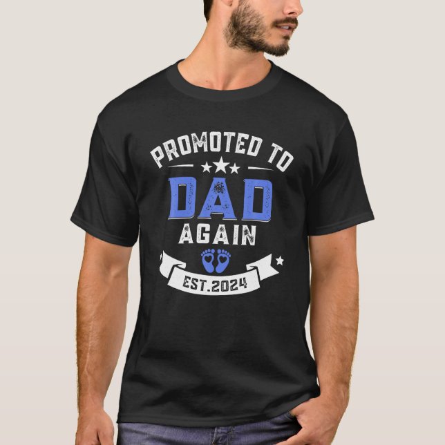 Camiseta Promocionado a papá de nuevo 2024, Día del Padre (Anverso)