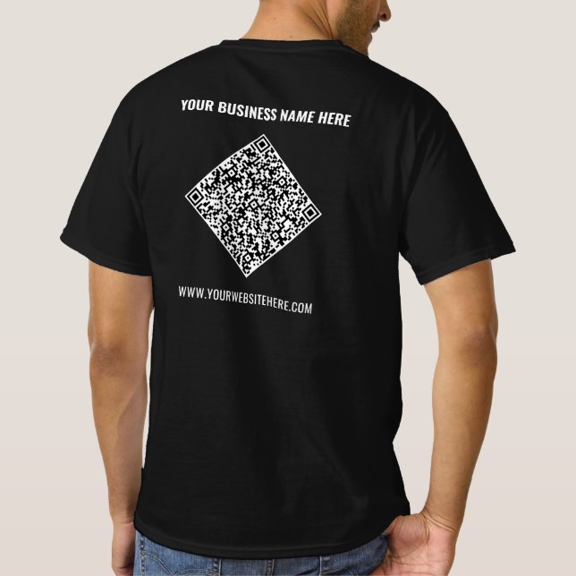 Camiseta promocional de código QR y texto de marca (Reverso)