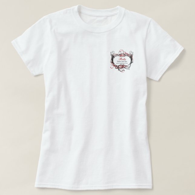 camiseta promocional de negocios de Moda negra roj (Diseño del anverso)