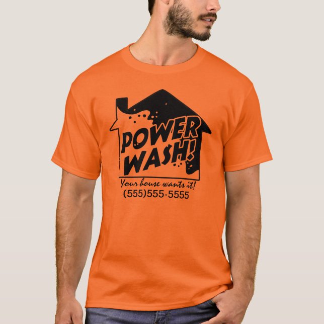 Camiseta promocional del negocio del lavado del (Anverso)