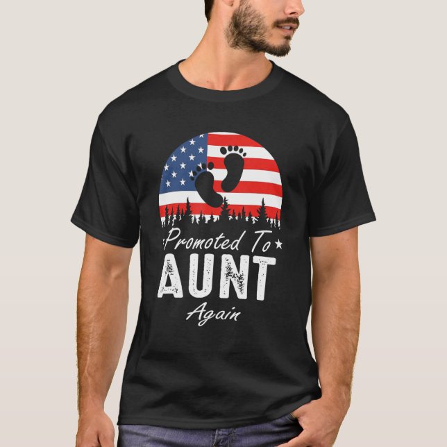 Camiseta Promoted To Aunt Again 2024 US Flag Father's Day (Anverso)