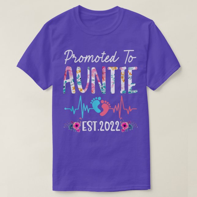 Camiseta Promoted To Auntie Est 2022 Funny Floral Mothers D (Diseño del anverso)