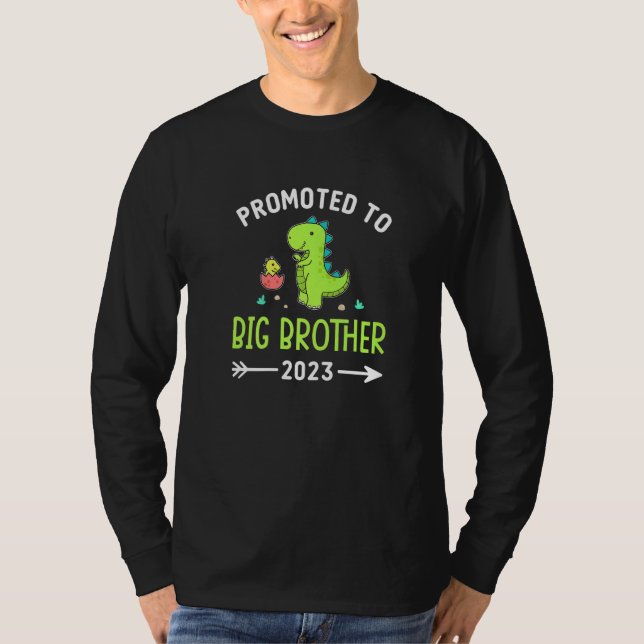 Camiseta Promoted To Big Brother 2023 Dinosaur Boys Sibling (Anverso)
