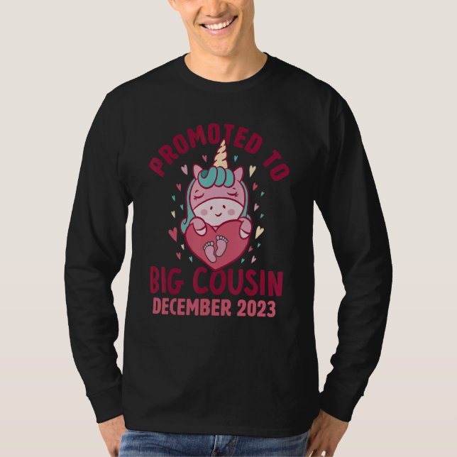 Camiseta Promoted to Big Cousin December 2023 Unicorn Heart (Anverso)