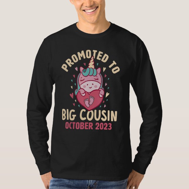 Camiseta Promoted to Big Cousin October 2023 Unicorn Hearts (Anverso)
