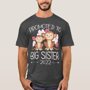 Camiseta Promoted To Big Sister 2022 Monkey Big Sis 