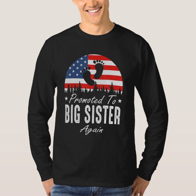 Camiseta Promoted To Big Sister Again 2024 US Flag Father's (Anverso)