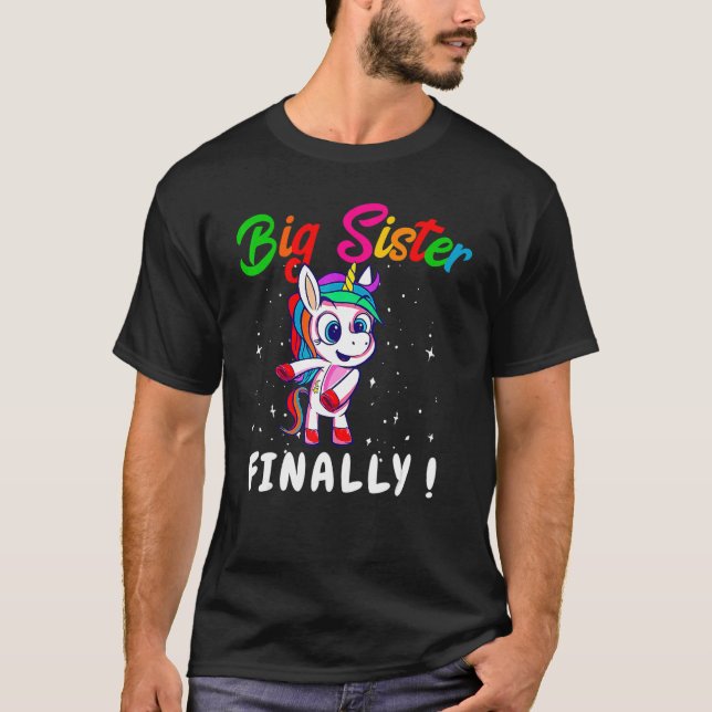 Camiseta Promoted to Big Sister Finally Unicorn Dabbing for (Anverso)