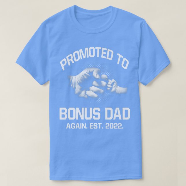 Camiseta Promoted To Bonus Dad Again EST 2022 Christmas Fat (Diseño del anverso)