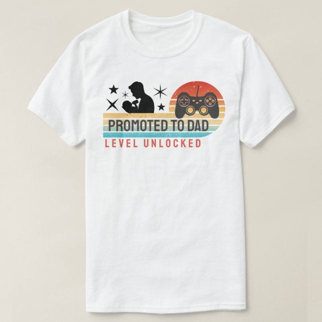 Camiseta Promoted to Dad – Level Unlocked (Diseño del anverso)