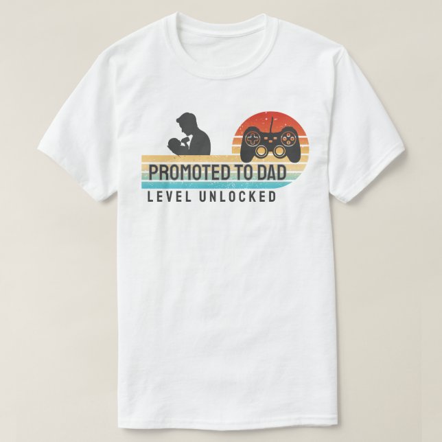 Camiseta Promoted to Dad – Level Unlocked (Diseño del anverso)