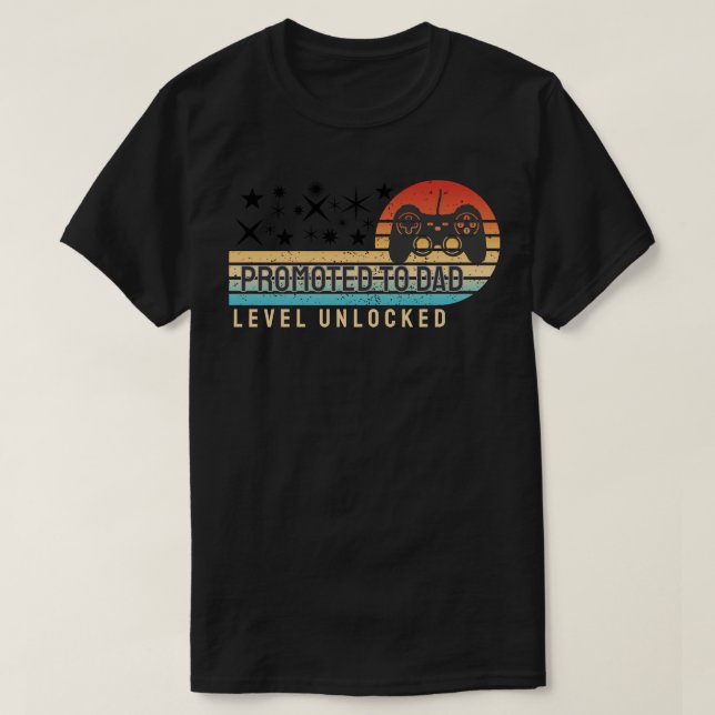 Camiseta Promoted to Dad – Level Unlocked (Diseño del anverso)