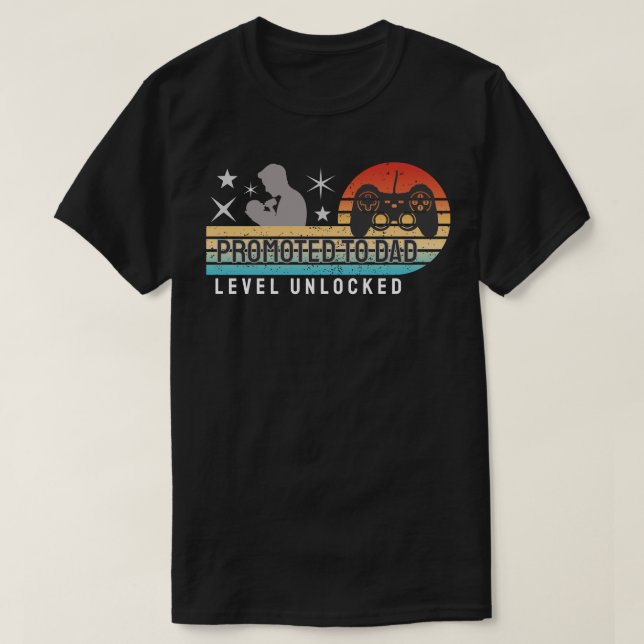 Camiseta Promoted to Dad – Level Unlocked (Diseño del anverso)