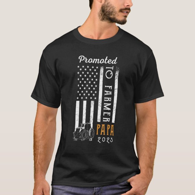 Camiseta Promoted To Farmer Papa 2023 New Papa USA Flag Pre (Anverso)