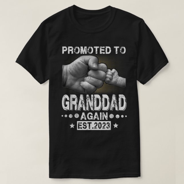Camiseta Promoted To Granddad Again Est 2023 Pregnancy Anno (Diseño del anverso)