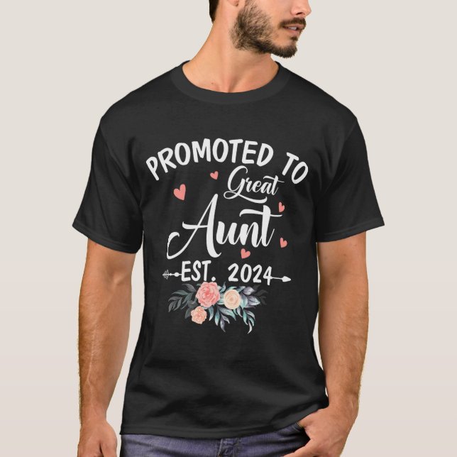 Camiseta Promoted To Great Aunt Est 2024 Soon To Be Aunt Fl (Anverso)