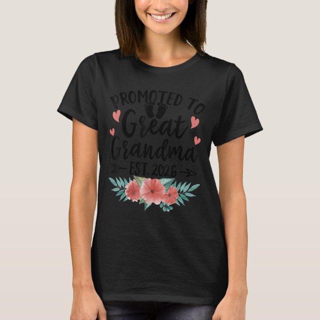 Camiseta Promoted To Great Grandma Est 2026 First Time New  (Anverso)