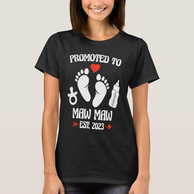 Camiseta Promoted To Maw Maw 2023 First Time New Grandma Pr (Anverso)