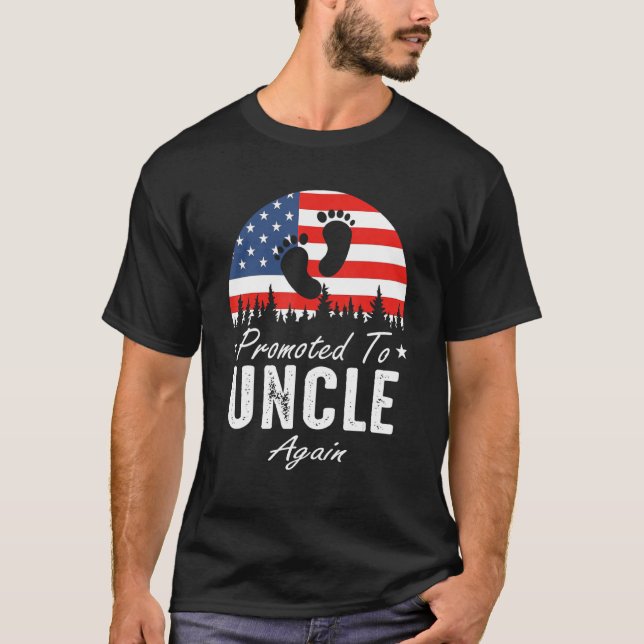 Camiseta Promoted To Uncle Again 2024 US Flag Father's Day (Anverso)