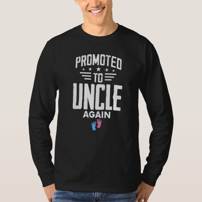 Camiseta Promoted To Uncle Again Pregnancy Reveal Pink Or B (Anverso)
