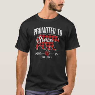 Camiseta Promovido A Brother 2023 Bear Pajama Red Plaid Buf