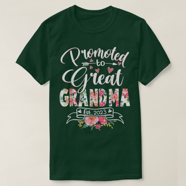 Camiseta Promovido a la Gran Abuela Este 2023 Primer Ti Flo (Diseño del anverso)