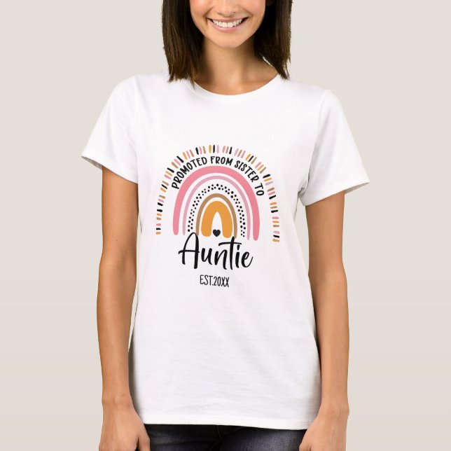 Camiseta Promovido de hermana a tía, revelación de embarazo (Anverso)