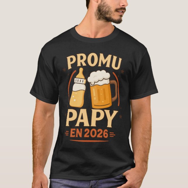 Camiseta Promu Papy 2026 Idée Annonce Futur Grand-Père (Anverso)