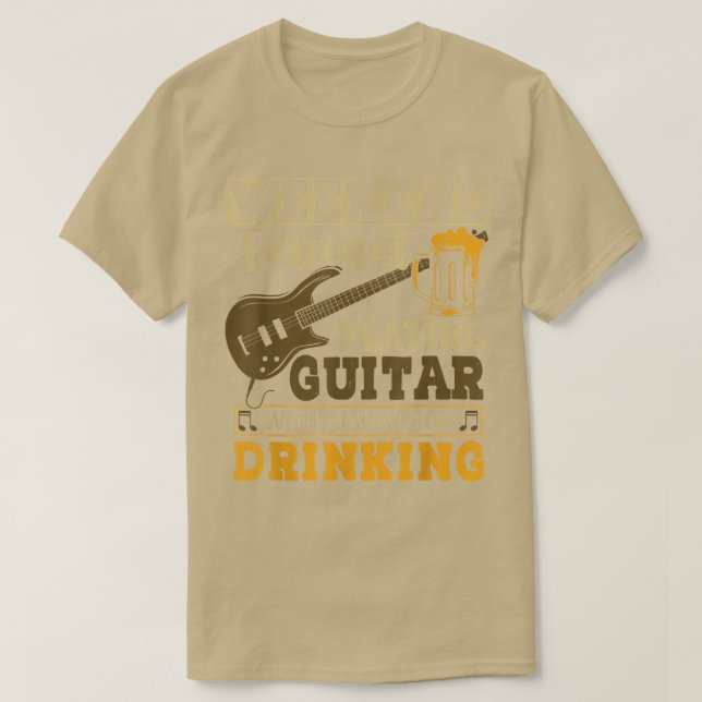 Camiseta Pronóstico De Fin De Semana Jugando Guitarra Con R (Diseño del anverso)