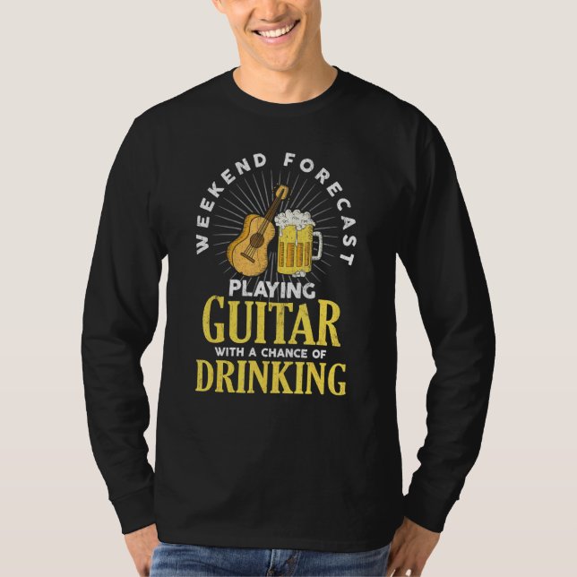 Camiseta Pronóstico De Fin De Semana Jugando Guitarra Con U (Anverso)