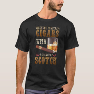 Camiseta Pronóstico de fin de semana Puros y Whisky Escocés