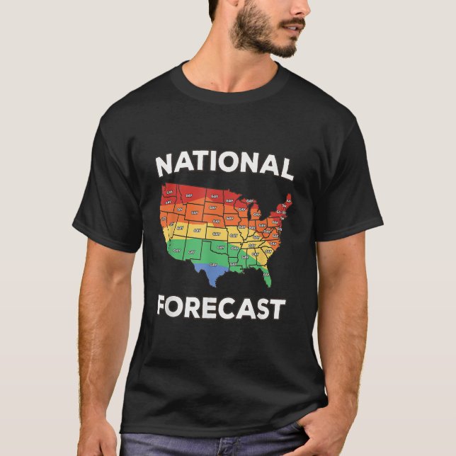 Camiseta Pronóstico Nacional Estadounidense Mapa del Arcoir (Anverso)
