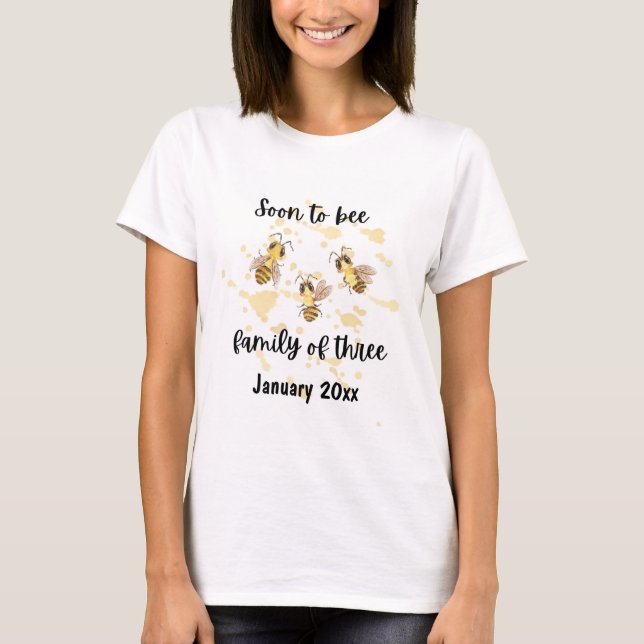 Camiseta Pronto será familia de tres (Anverso)
