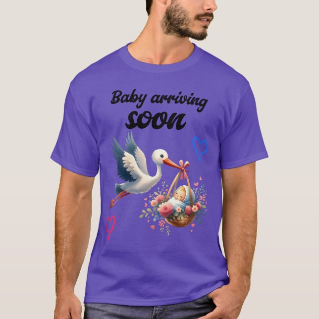 Camiseta Pronto seré una madre con un bebé de cigüeña es vi (Anverso)