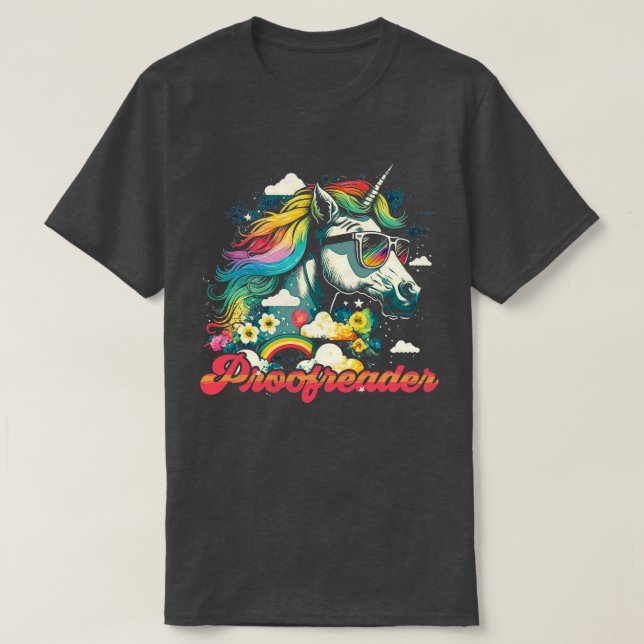 Camiseta Proofreader de Rainbow Unicorn (Diseño del anverso)