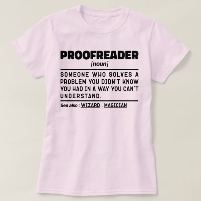 Camiseta Proofreader Noun Funny Grammar Examinador Geek (Diseño del anverso)