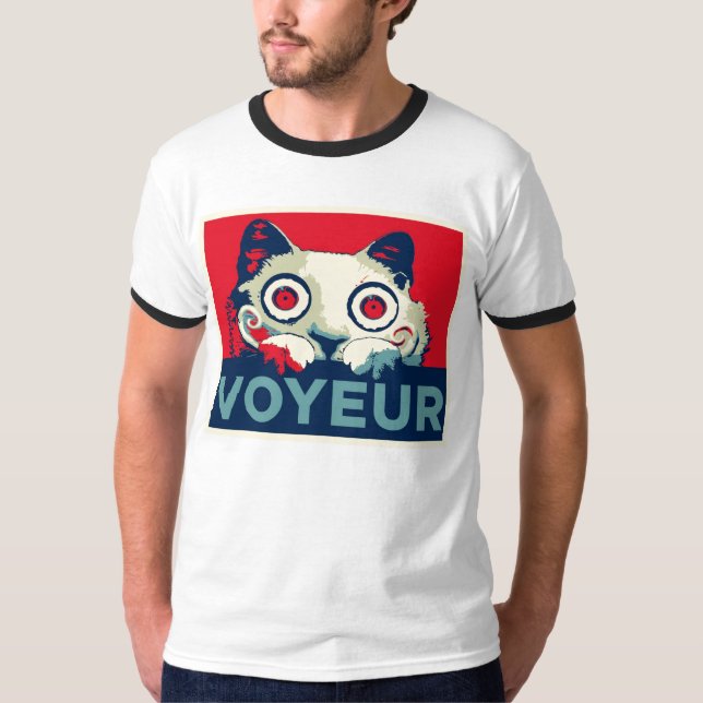 Camiseta Propaganda del gato del VOYEUR (Anverso)