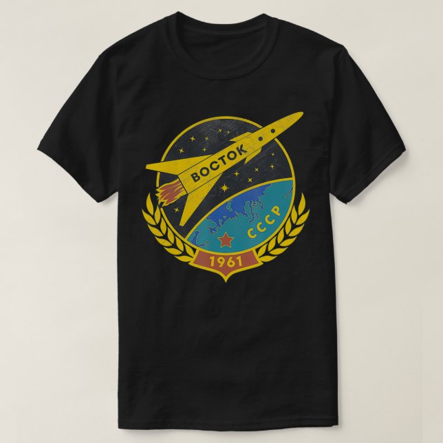 Camiseta Propaganda espacial Wostok Sputnik USSR Unión Sovi (Diseño del anverso)