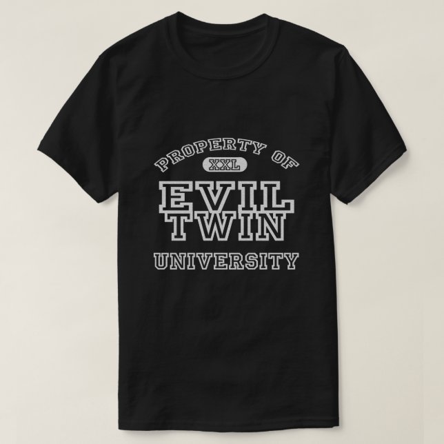 Camiseta Propiedad De La Universidad Twin Del Mal (Diseño del anverso)