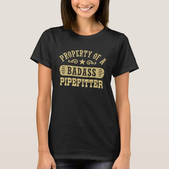 Camiseta Propiedad de un Pipefitter de Badass (Anverso)